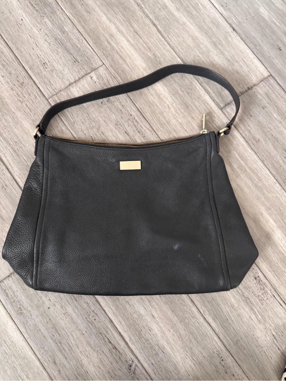 kate spade Black Pebbled Leather Shoulder Bag with Gold Hardware
